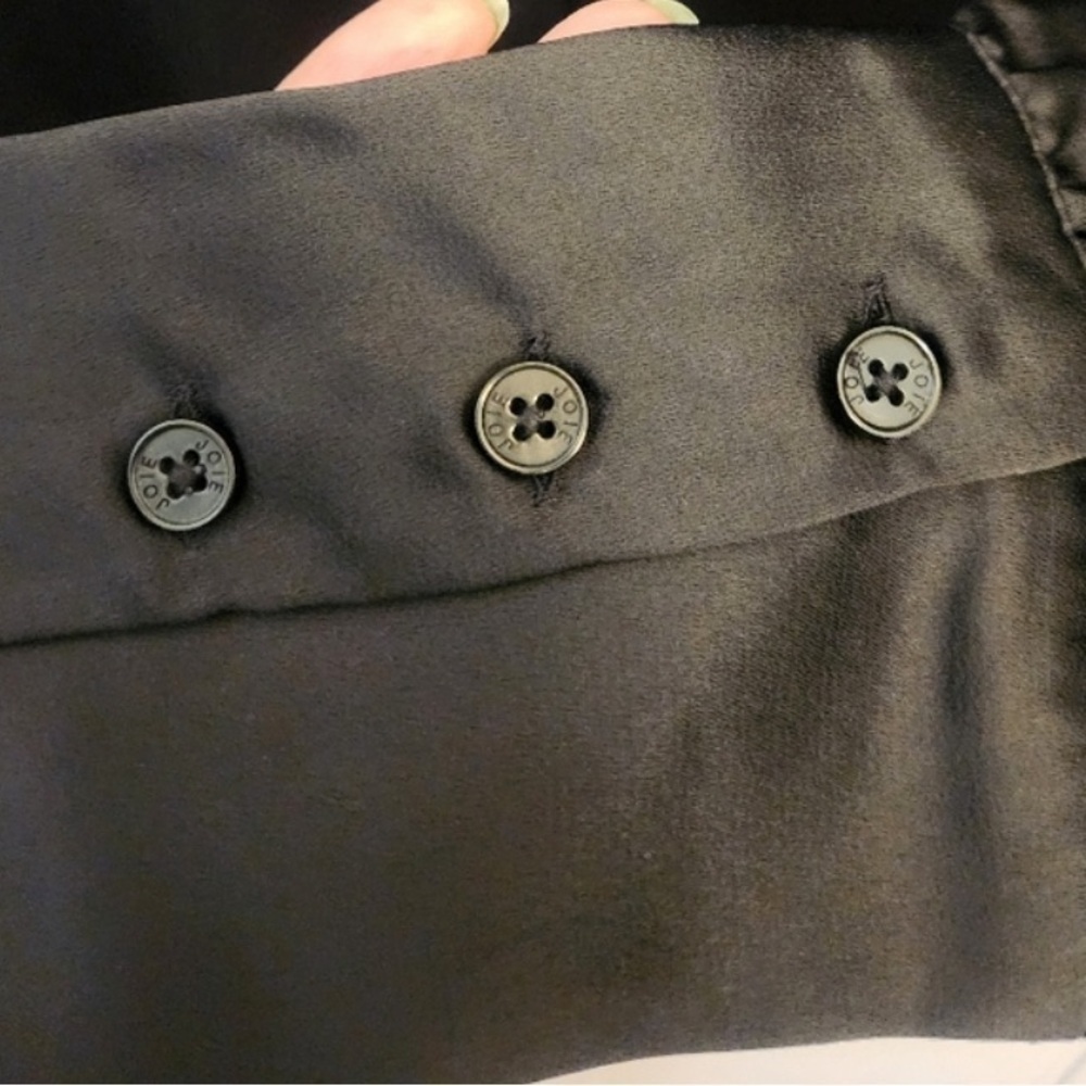 NWT Joie Limited Edition Women’s Satin Long Sleeve Button Up Blouse XXL Black - Picture 11 of 11